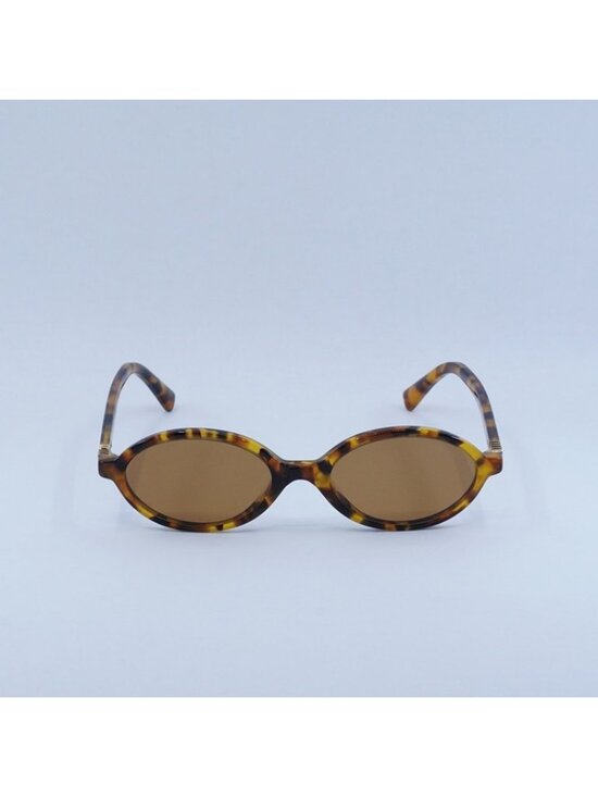 Miu Miu MU04ZS 19P2Z1 Sunglasses Light Havana Oval Frame, Brown Lenses main image 12